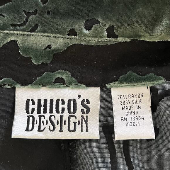 Chicos Womens Floral Silk Blend Velvet Burnout Top Size M Sheer Whimsigoth Fairy - Picture 8 of 9